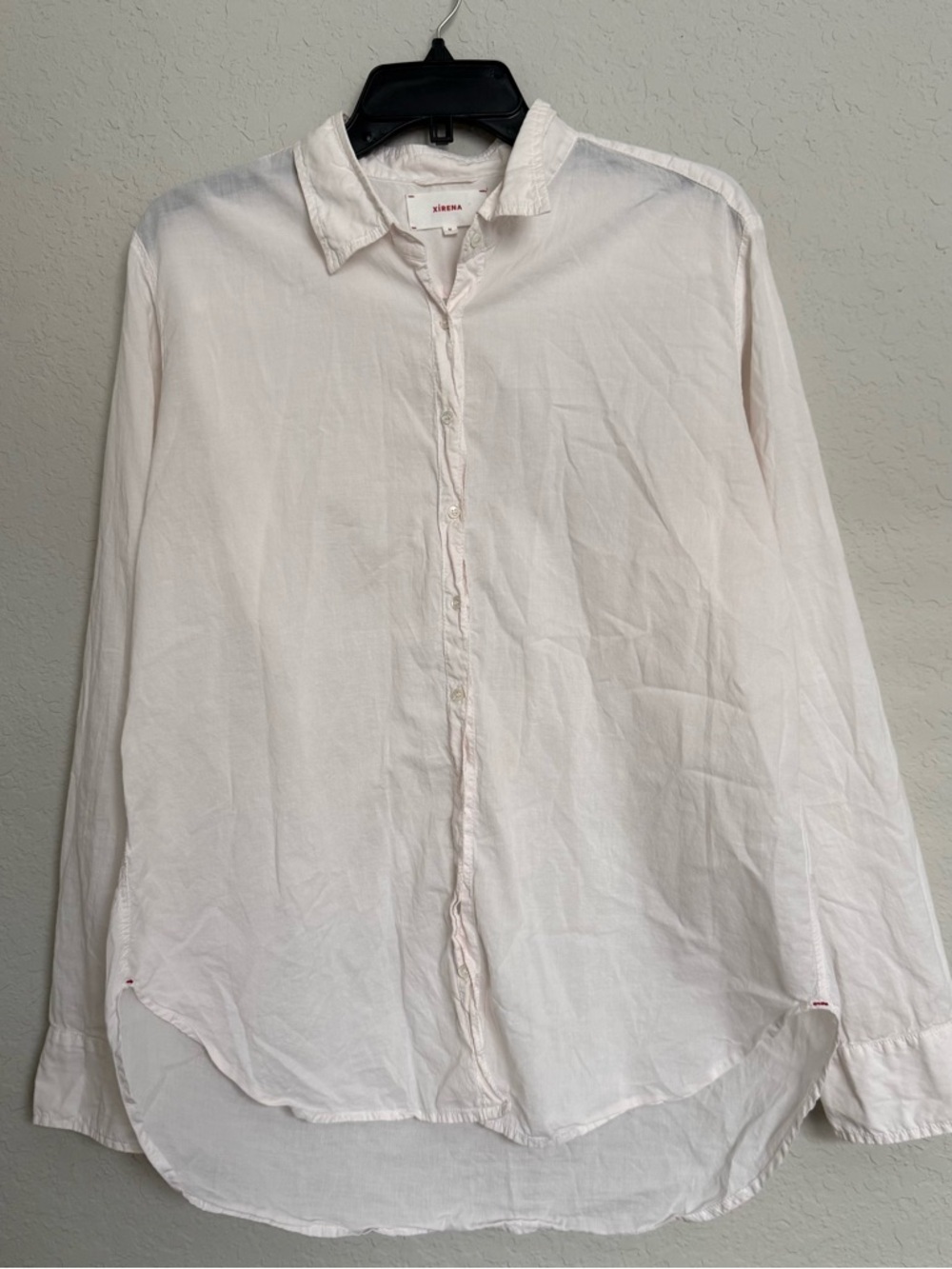 Xirena Pink Cotton Button Up Long Sleeve Shirt Size M Lightweight Breezy Coastal